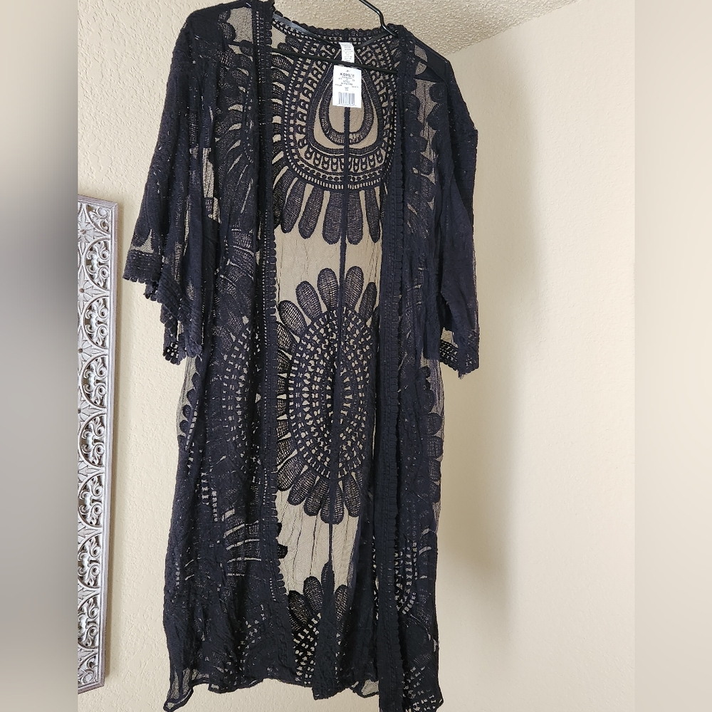Black lace overcoat